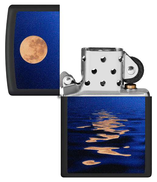 Зажигалка ZIPPO Moon Sunset с покрытием Black Light, латунь/сталь, чёрная, матовая, 38x13x57 мм 49810 Zippo, Артикул: 49810 фото №1