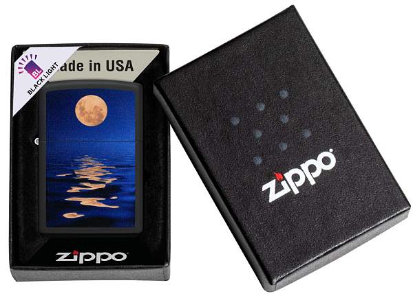 Зажигалка ZIPPO Moon Sunset с покрытием Black Light, латунь/сталь, чёрная, матовая, 38x13x57 мм 49810 Zippo, Артикул: 49810 фото №1