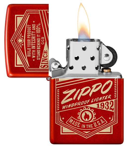 Зажигалка ZIPPO Classic с покрытием Metallic Red, латунь/сталь, красная, 38x13x57 мм 48620 Zippo, Артикул: 48620 фото №1