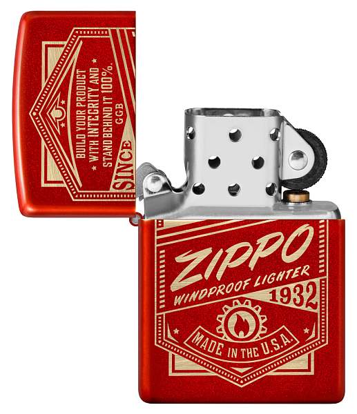 Зажигалка ZIPPO Classic с покрытием Metallic Red, латунь/сталь, красная, 38x13x57 мм 48620 Zippo, Артикул: 48620 фото №1