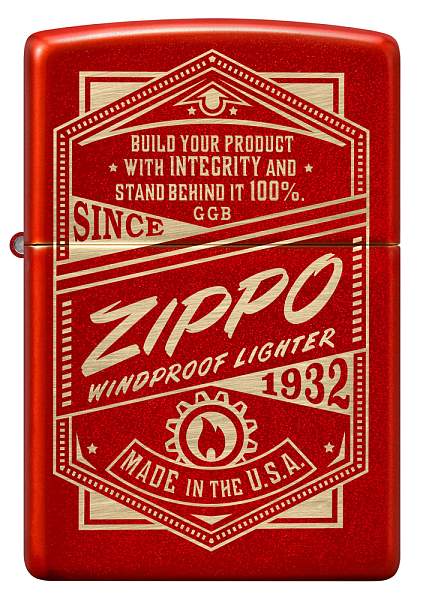 Зажигалка ZIPPO Classic с покрытием Metallic Red, латунь/сталь, красная, 38x13x57 мм 48620 Zippo, Артикул: 48620 фото №1