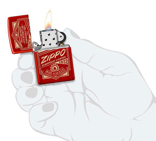 Зажигалка ZIPPO Classic с покрытием Metallic Red, латунь/сталь, красная, 38x13x57 мм 48620 Zippo, Артикул: 48620 фото №1