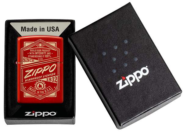 Зажигалка ZIPPO Classic с покрытием Metallic Red, латунь/сталь, красная, 38x13x57 мм 48620 Zippo, Артикул: 48620 фото №1