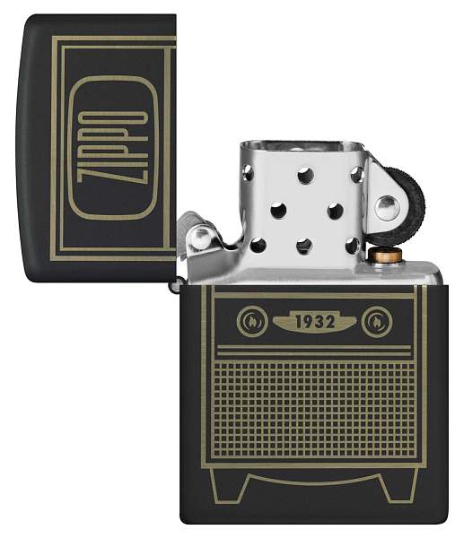 Зажигалка ZIPPO Vintage TV Design с покрытием Black Matte, латунь/сталь, черная, 38x13x57 мм 48619 Zippo, Артикул: 48619 фото №1