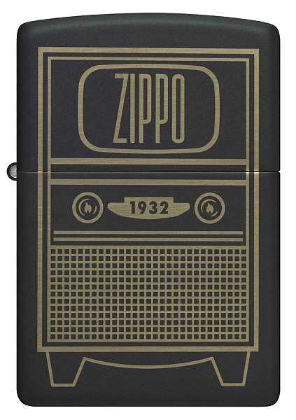 Зажигалка ZIPPO Vintage TV Design с покрытием Black Matte, латунь/сталь, черная, 38x13x57 мм 48619 Zippo, Артикул: 48619 фото №1