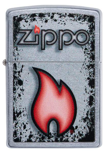 Зажигалка ZIPPO Flame Design с покрытием Street Chrome, латунь/сталь, серебристая, 38x13x57 мм 49576 Zippo, Артикул: 49576 фото №1