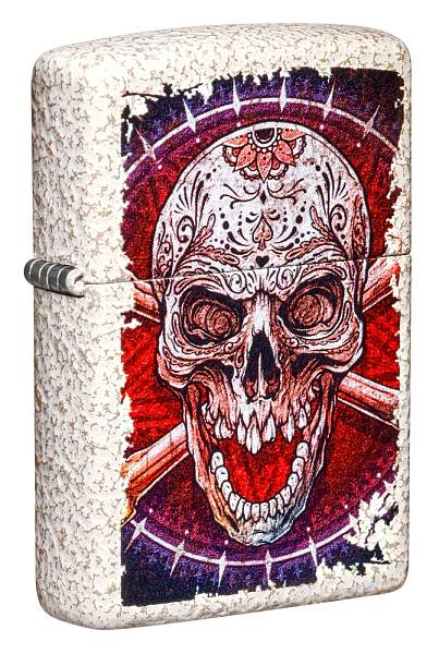 Зажигалка ZIPPO Skull Design с покрытием Mercury Glass, латунь/сталь, белая, 38x13x57 мм 49410 Zippo, Артикул: 49410 фото №1