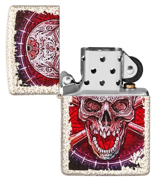 Зажигалка ZIPPO Skull Design с покрытием Mercury Glass, латунь/сталь, белая, 38x13x57 мм 49410 Zippo, Артикул: 49410 фото №1