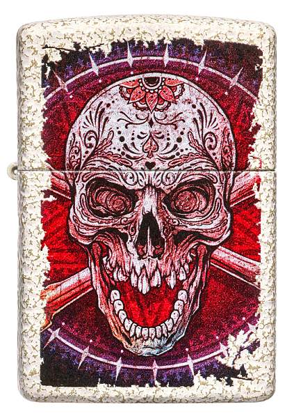 Зажигалка ZIPPO Skull Design с покрытием Mercury Glass, латунь/сталь, белая, 38x13x57 мм 49410 Zippo, Артикул: 49410 фото №1