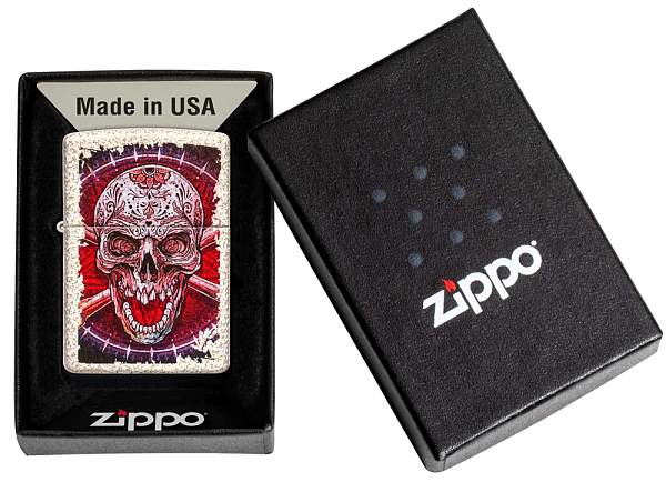 Зажигалка ZIPPO Skull Design с покрытием Mercury Glass, латунь/сталь, белая, 38x13x57 мм 49410 Zippo, Артикул: 49410 фото №1