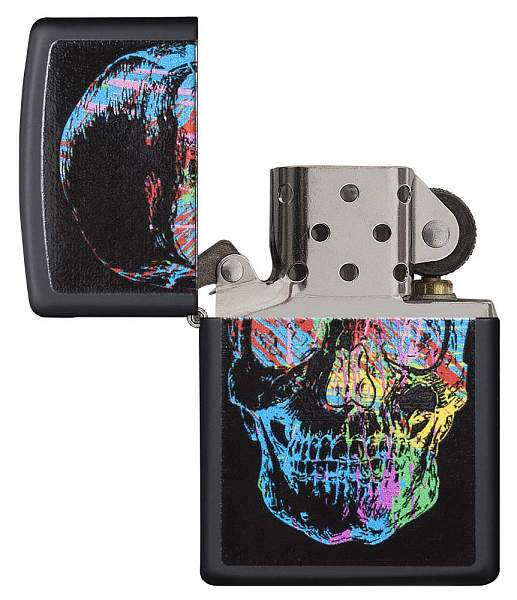 Зажигалка ZIPPO Skull Design с покрытием Black Matte, латунь/сталь, черная, 38x13x57 мм 28042 Zippo, Артикул: 28042 фото №1