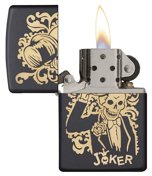 Зажигалка ZIPPO Skull Design с покрытием Black Matte, латунь/сталь, черная, 38x13x57 мм 29632 Zippo, Артикул: 29632 фото №1