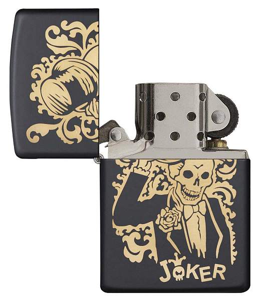 Зажигалка ZIPPO Skull Design с покрытием Black Matte, латунь/сталь, черная, 38x13x57 мм 29632 Zippo, Артикул: 29632 фото №1