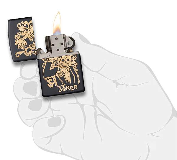 Зажигалка ZIPPO Skull Design с покрытием Black Matte, латунь/сталь, черная, 38x13x57 мм 29632 Zippo, Артикул: 29632 фото №1