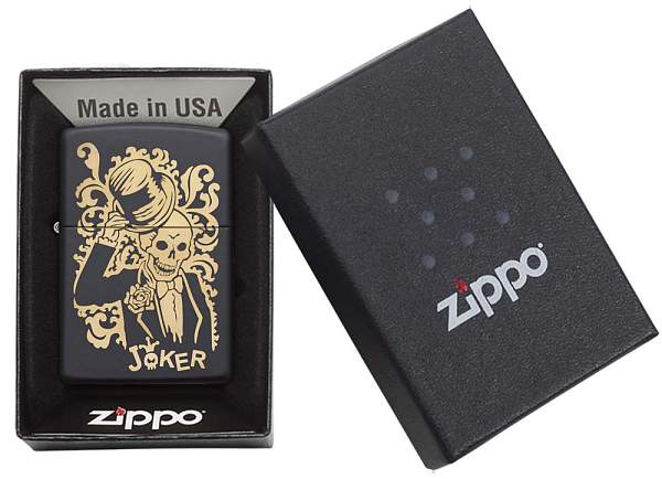 Зажигалка ZIPPO Skull Design с покрытием Black Matte, латунь/сталь, черная, 38x13x57 мм 29632 Zippo, Артикул: 29632 фото №1