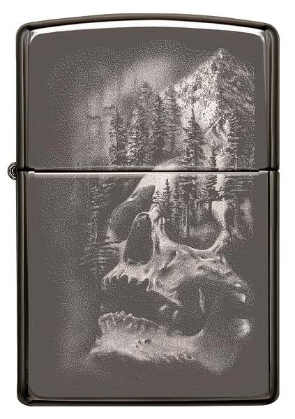 Зажигалка ZIPPO Skull Design с покрытием Black Ice®, латунь/сталь, черная, 38x13x57 мм 49141 Zippo, Артикул: 49141 фото №1