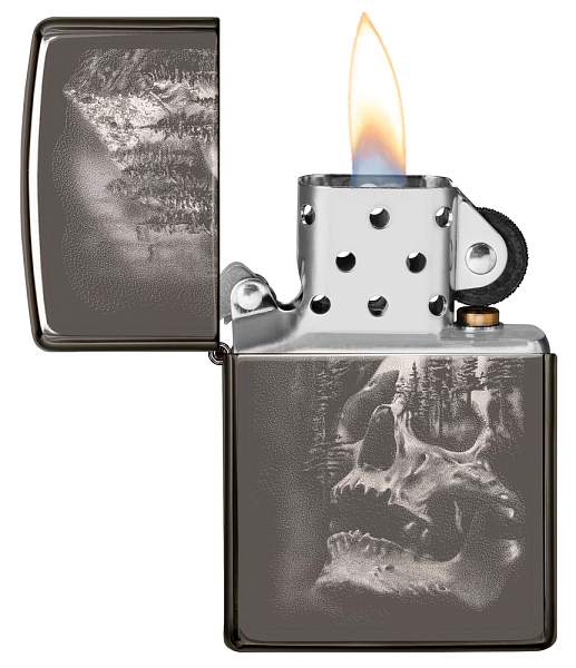 Зажигалка ZIPPO Skull Design с покрытием Black Ice®, латунь/сталь, черная, 38x13x57 мм 49141 Zippo, Артикул: 49141 фото №1