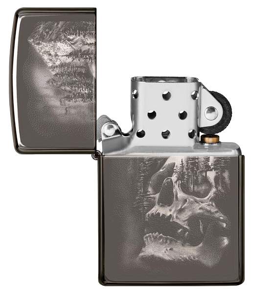 Зажигалка ZIPPO Skull Design с покрытием Black Ice®, латунь/сталь, черная, 38x13x57 мм 49141 Zippo, Артикул: 49141 фото №1