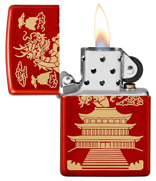 Зажигалка ZIPPO Eastern Design с покрытием Metallic Red, латунь/сталь, красная, 38x13x57 мм 49517 Zippo, Артикул: 49517 фото №1