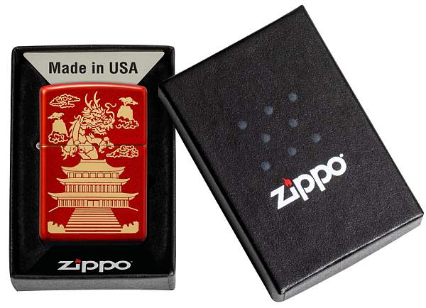 Зажигалка ZIPPO Eastern Design с покрытием Metallic Red, латунь/сталь, красная, 38x13x57 мм 49517 Zippo, Артикул: 49517 фото №1