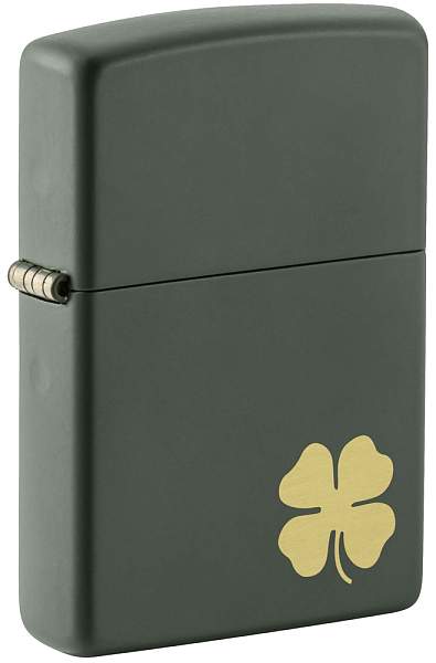 Зажигалка ZIPPO Four Leaf Clover с покрытием Green Matte, латунь/сталь, зеленая, 38x13x57 мм 49796 Zippo, Артикул: 49796 фото №1
