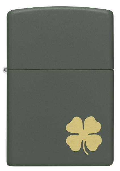 Зажигалка ZIPPO Four Leaf Clover с покрытием Green Matte, латунь/сталь, зеленая, 38x13x57 мм 49796 Zippo, Артикул: 49796 фото №1