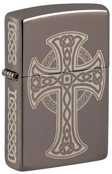 Зажигалка ZIPPO Celtic Cross Design с покрытием Black Ice®, латунь/сталь, черная, 38x13x57 мм 48614 Zippo, Артикул: 48614 фото №1
