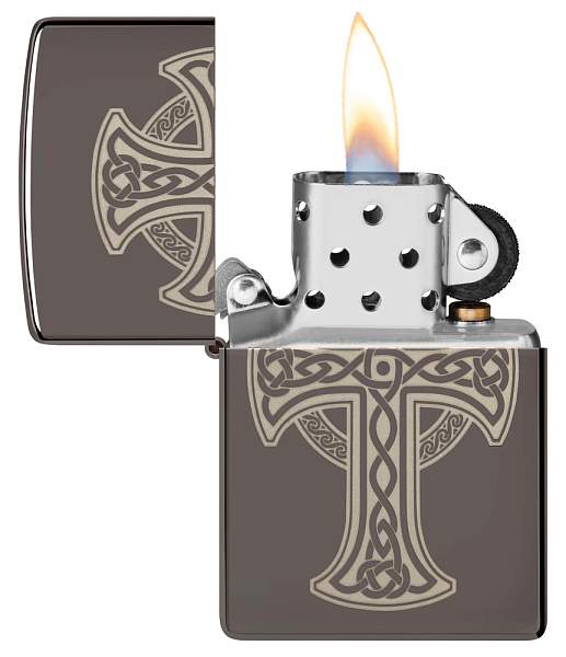 Зажигалка ZIPPO Celtic Cross Design с покрытием Black Ice®, латунь/сталь, черная, 38x13x57 мм 48614 Zippo, Артикул: 48614 фото №1