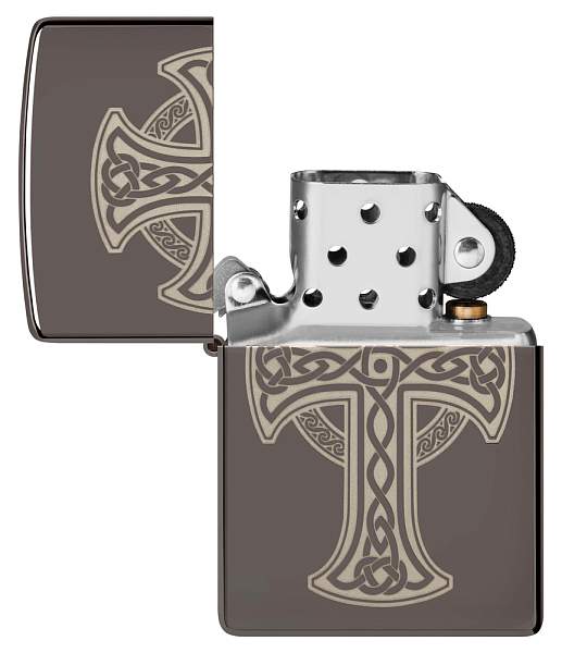 Зажигалка ZIPPO Celtic Cross Design с покрытием Black Ice®, латунь/сталь, черная, 38x13x57 мм 48614 Zippo, Артикул: 48614 фото №1