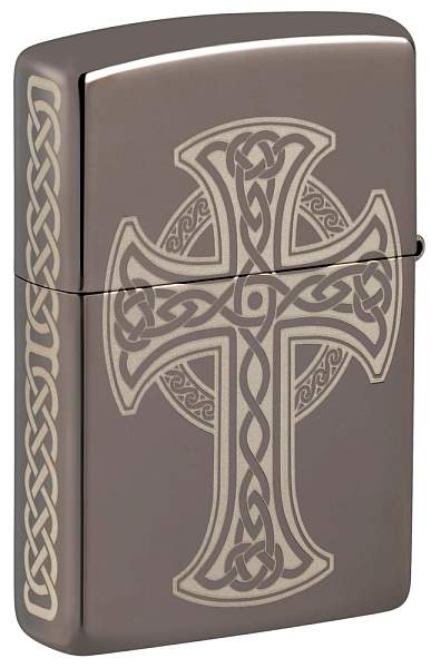 Зажигалка ZIPPO Celtic Cross Design с покрытием Black Ice®, латунь/сталь, черная, 38x13x57 мм 48614 Zippo, Артикул: 48614 фото №1
