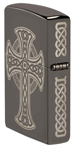 Зажигалка ZIPPO Celtic Cross Design с покрытием Black Ice®, латунь/сталь, черная, 38x13x57 мм 48614 Zippo, Артикул: 48614 фото №1