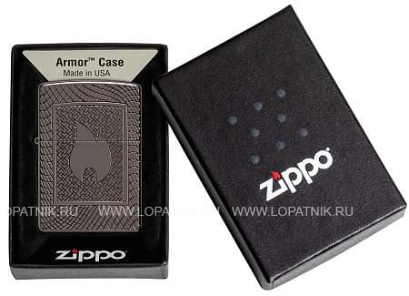 зажигалка zippo armor® с покрытием black ice®, латунь/сталь, чёрная, 29x10x60 мм 48569 Zippo