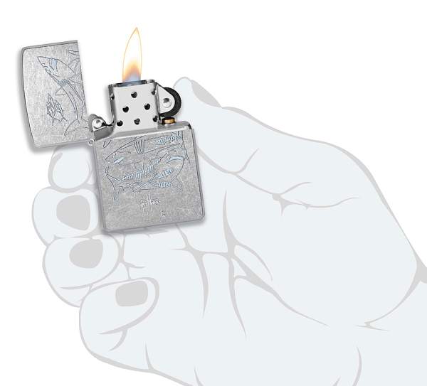 Зажигалка ZIPPO Guy Harvey с покрытием Street Chrome, латунь/сталь, серебристая, 38x13x57 мм 48595 Zippo, Артикул: 48595 фото №1