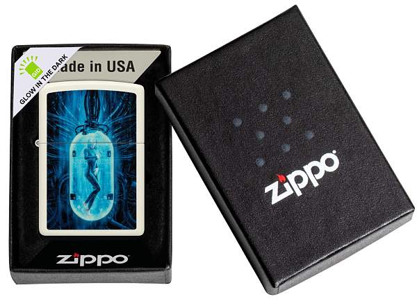 Зажигалка ZIPPO Woman in Tube с покрытием Glow In The Dark Green, латунь/сталь, белая, 38x13x57 мм 48520 Zippo, Артикул: 48520 фото №1