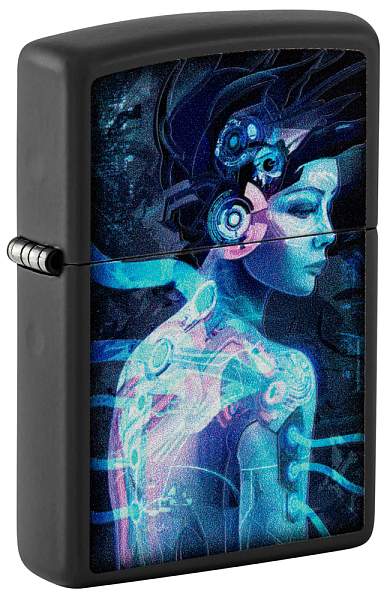 Зажигалка ZIPPO Cyborg Woman с покрытием Black Light, латунь/сталь, черная, матовая 38x13x57 мм 48517 Zippo, Артикул: 48517 фото №1
