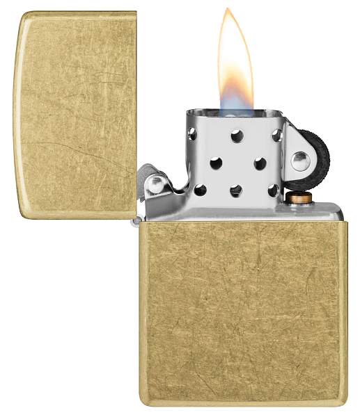 Зажигалка ZIPPO Classic с покрытием Street Brass, латунь/сталь, золотистая, 38x13x57 мм 48267 Zippo, Артикул: 48267 фото №1