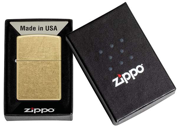 Зажигалка ZIPPO Classic с покрытием Street Brass, латунь/сталь, золотистая, 38x13x57 мм 48267 Zippo, Артикул: 48267 фото №1