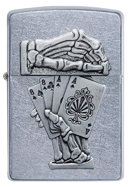 Зажигалка ZIPPO Dead Mans Hand с покрытием Street Chrome, латунь/сталь, серебристая, 38x13x57 мм 49536 Zippo, Артикул: 49536 фото №1