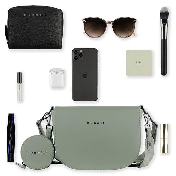 Сумка наплечная женская BUGATTI Almata, с кошельком, мятная, полиуретан, 27х6х18,5 см 49665857 BUGATTI, Артикул: 49665857 фото №1