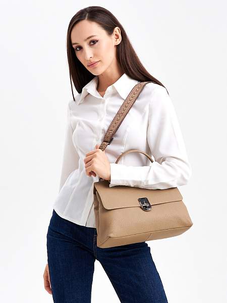 JS-8627-61 бежевая сумка женская (кожа) Jane's Story Jane's Story, Артикул: JS-8627-61 фото №1