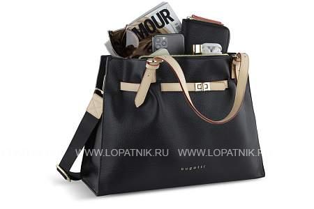 сумка наплечная женская bugatti ella, черная, полиуретан, 37,5х13,5х28 см 49663901 BUGATTI