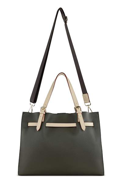 Сумка наплечная женская BUGATTI Ella, оливковая, полиуретан, 37,5х13,5х28 см 49663984 BUGATTI, Артикул: 49663984 фото №1