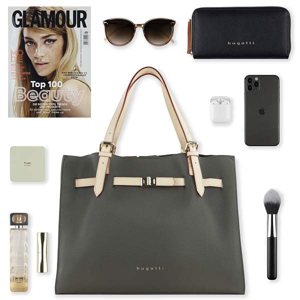 Сумка наплечная женская BUGATTI Ella, оливковая, полиуретан, 37,5х13,5х28 см 49663984 BUGATTI, Артикул: 49663984 фото №1