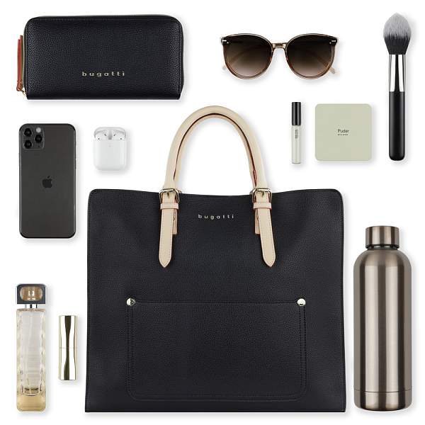 Сумка-шоппер BUGATTI Ella, черная , полиуретан, 37х12х31 см 49664001 BUGATTI, Артикул: 49664001 фото №1