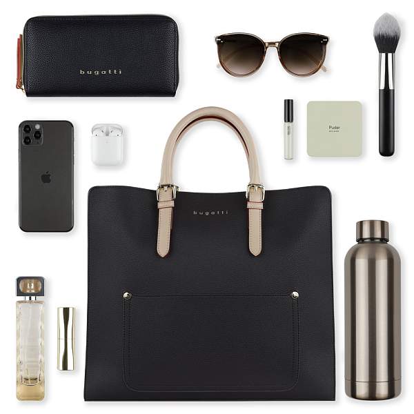 Сумка-шоппер BUGATTI Ella, темно-коричневая, полиуретан, 37х12х31 см 49664002 BUGATTI, Артикул: 49664002 фото №1