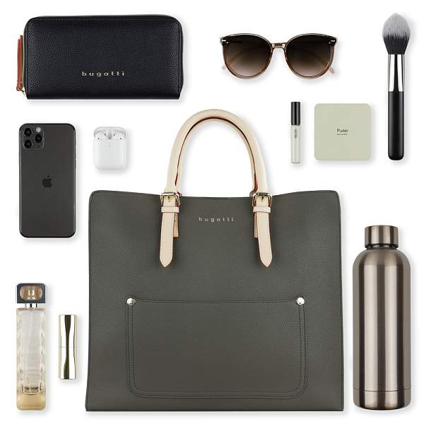 Сумка-шоппер BUGATTI Ella, оливковая, полиуретан, 37х12х31 см 49664084 BUGATTI, Артикул: 49664084 фото №1