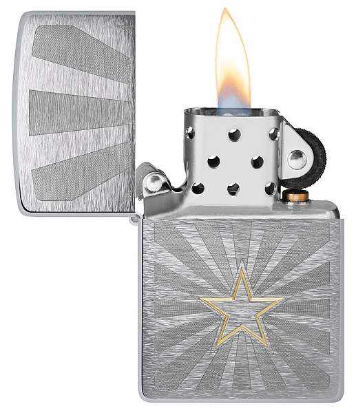 Зажигалка ZIPPO Star Design с покрытием Brushed Chrome, латунь/сталь, серебристая, 36x13x57 мм 48657 Zippo, Артикул: 48657 фото №1