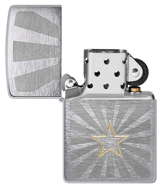 Зажигалка ZIPPO Star Design с покрытием Brushed Chrome, латунь/сталь, серебристая, 36x13x57 мм 48657 Zippo, Артикул: 48657 фото №1