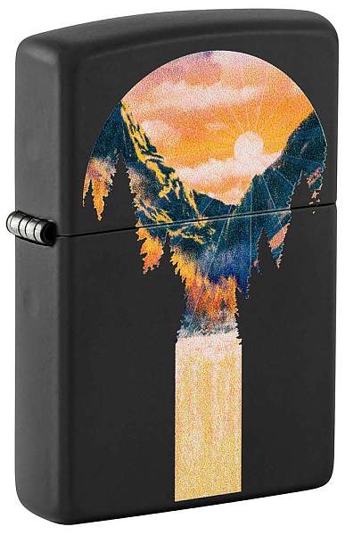 Зажигалка ZIPPO Mountain Waterfall с покрытием Black Light, латунь/сталь, черная,матовая 38x13x57 мм 48676 Zippo, Артикул: 48676 фото №1