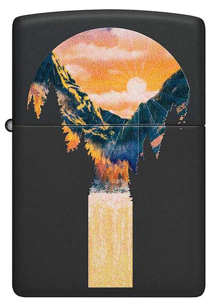 Зажигалка ZIPPO Mountain Waterfall с покрытием Black Light, латунь/сталь, черная,матовая 38x13x57 мм 48676 Zippo, Артикул: 48676 фото №1